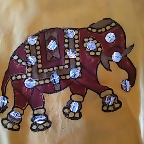 Long drawstring yellow elephant skirt - Picture 2 of 4